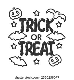 Trick or Treat Halloween Typography Vetor (Truque ou Trate o Vetor de Tipografia de Halloween).