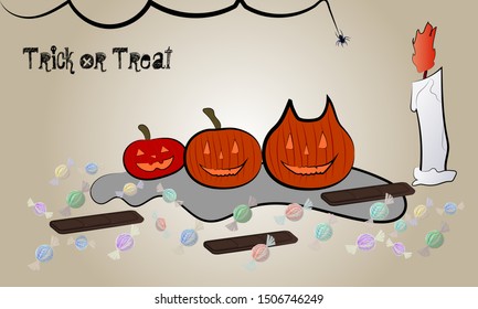 trick or treat halloween vector illustration