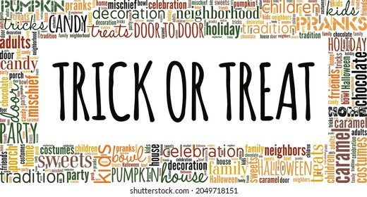 Trick or treat - Halloween vector illustration word cloud isolated on white background.