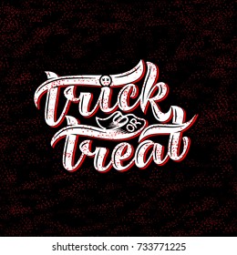 Trick or treat. Halloween. Vector illustration on a white background. Lettering composition, great for holiday gift card.