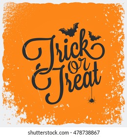 Trick or treat halloween vintage lettering background