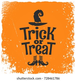 Trick or treat halloween witch lettering background