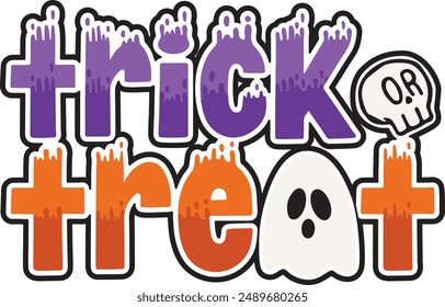 Trick or treat Halloween word art vector illustration