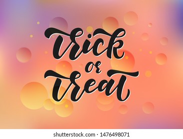 Trick or treat hand drawn lettering. Happy Halloween. Template banner, poster, flyer, greeting card, web design, print design. Vector illustration.
