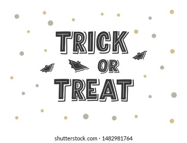 Trick or treat hand drawn lettering. Happy Halloween. Template banner, poster, flyer, greeting card, web design, print design. Vector illustration.