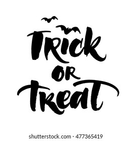 Trick Treat Handwritten Halloween Greeting Card Stock Vector (Royalty ...