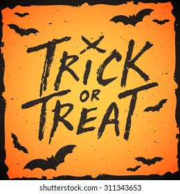 Trick or treat handwritten text, Halloween vector illustration