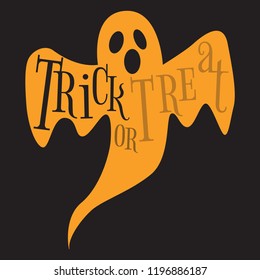 Trick or Treat Happy Halloween ghost lettering logo for invintation