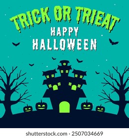 trick or treat happy halloween illustration design