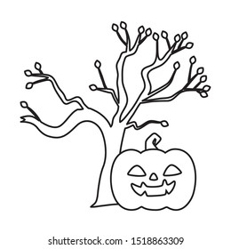trick or treat - happy halloween line design