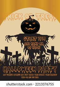 trick or treat happy Halloween party poster flyer or social media post design
