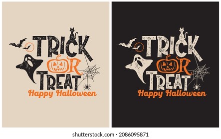 TRICK OR TREAT Happy Halloween, Halloween season design, vector illustration