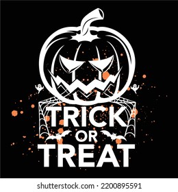 Trick Or Treat, Happy Halloween Shirt Print Template, Witch Bat Cat Scary House Dark Green Riper Boo Squad Grave Pumpkin Skeleton Spooky Trick Or Treat