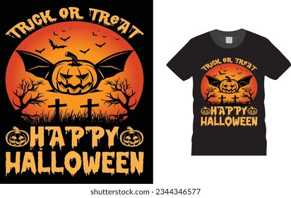 trick or treat happy halloween, Halloween t shirt design,  Unique , Colorful, eye-catching and High-Quality “Halloween T-Shirt design” Halloween t-shirt design template easy to print all-purpose.

