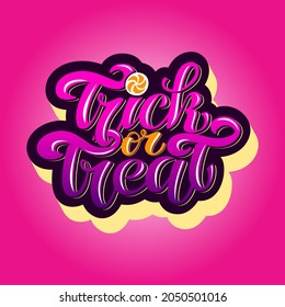 Trick or treat. Happy Halloween vector lettering. Festive calligraphy for a banner, poster, greeting card, invitation to a party. Vector illustration. Hand drawing