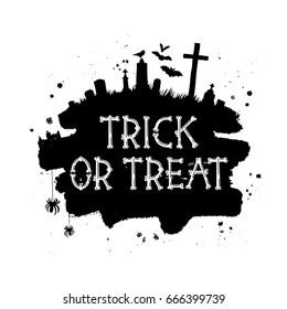 Trick or treat. Happy Halloween. Vector font from bones. The concept of pirated letters. Holiday gift card.