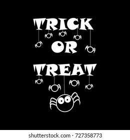 Trick or treat, Happy Halloween, Vector holiday black and white illustration can be used as a greeting card, poster, print or banner.