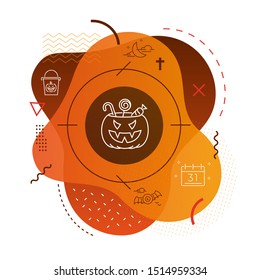 Trick or treat icon background - Happy halloween icons - Editable stroke