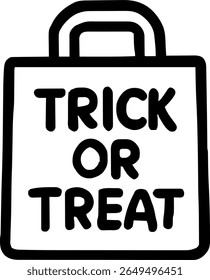 Trick or treat icon illustration outline stroke minimalist black line	