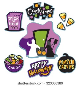 Trick Or Treat Illustration Collection, Trick Or Treaters, And Candy