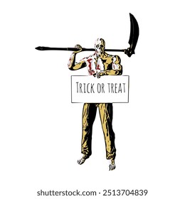 Truque ou trate ilustração monstro Halloween vetor design isolado 