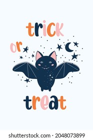 Trick or treat kids halloween print vector illustration
