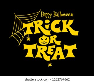 Trick Or Treat Lettering Design For Halloween Celebration. Template For Banner, Poster, Flyer 