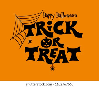 Trick Or Treat Lettering Design For Halloween Celebration. Template For Banner, Poster, Flyer 