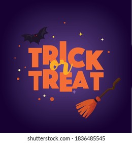 Trick or Treat lettering design. Halloween poster background.