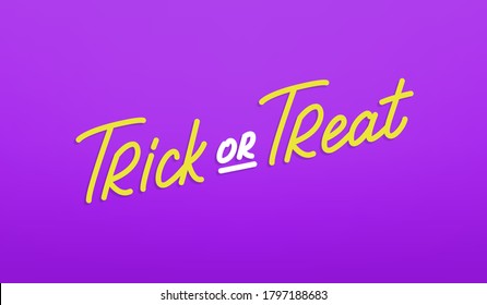 Trick or Treat lettering label. Halloween holiday calligraphy