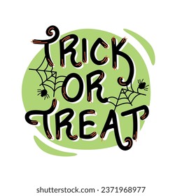 trick or treat lettering with spiders vector isolated