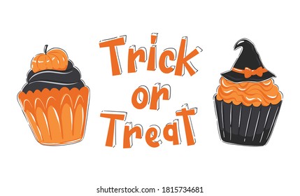 Trick or treat. Lettring with Halloween decorative elements.