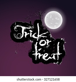 Trick or treat message design on dark purple background