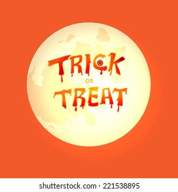 Trick or Treat with moon background,Vector holiday concept 