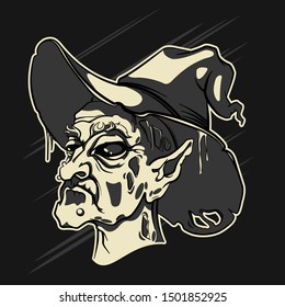 Trick or treat! Old Witch Halloween Vector Illustration