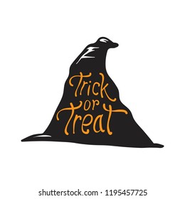 Trick or treat on a black witch hat vector