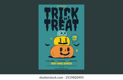 Trick or Treat Poster with three Pumpkins