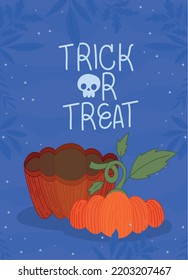 trick or treat posterwith a pumpkin