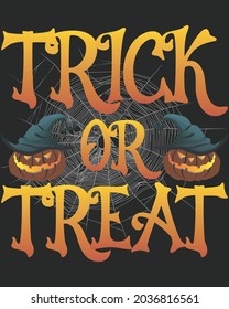 Trick or Treat Pumpkin Halloween Vector illustration. Happy Halloween Background