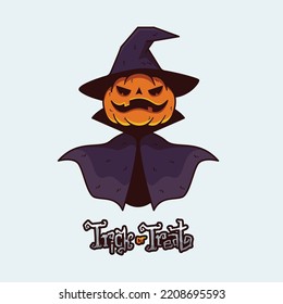 trick or treat pumpkin witch halloween illustration