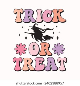 Trick or treat, Retro Halloween Sublimation Illustration for print