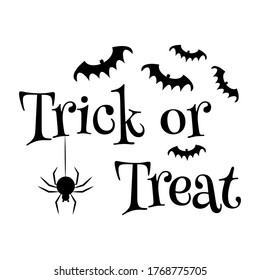 Trick or Treat text banner. Halloween isolated quote