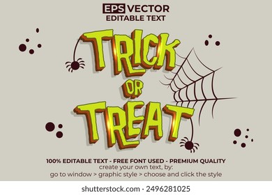 Trick or Treat Text Effect Spider Style. Editable Text Effect.