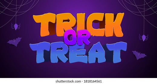 Trick or treat text,  halloween style text effect on purple background