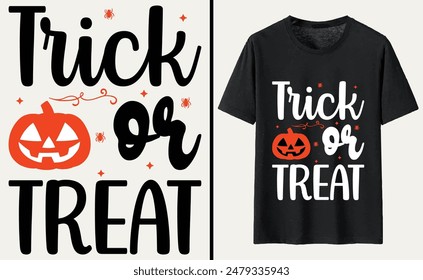 Trick or Treat T-shirt Design, Halloween Typography T-shirt