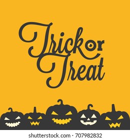 trick or treat typographic with jack o lantern poster for Halloween