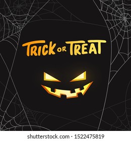 trick or treat typography with cobweb background