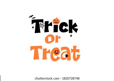 Diseño tipográfico de truco o tratamiento aislado en fondo blanco para Halloween 