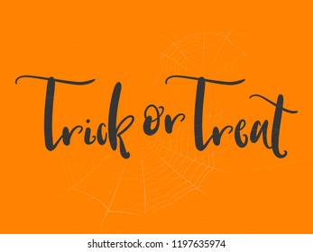 Trick or Treat typography text. Trick or Treat typography with spiderweb for greeting, poster,banner, flyer and card.