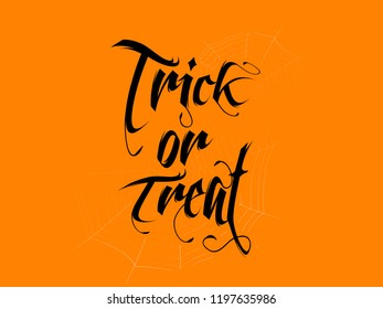 Trick or Treat typography text. Trick or Treat typography with spiderweb for greeting, poster,banner, flyer and card.